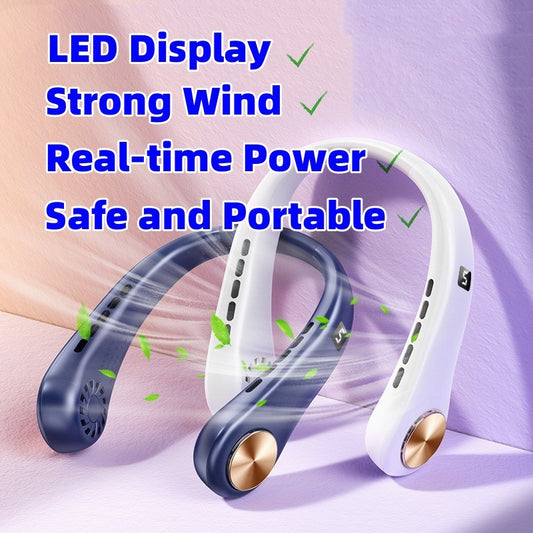 Premium New Mini Neck Fan Portable Bladeless Hanging Neck Rechargeable Air Cooler Mini Summer Sports Fans